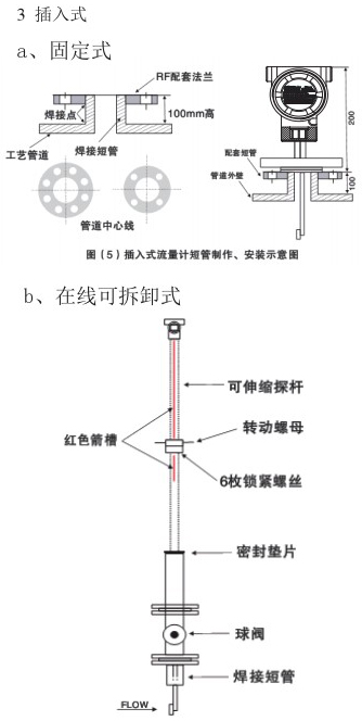 液氧流量表插入式安装示意图