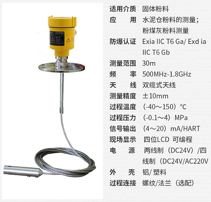 缆式导波雷达液位计RD712技术参数表图